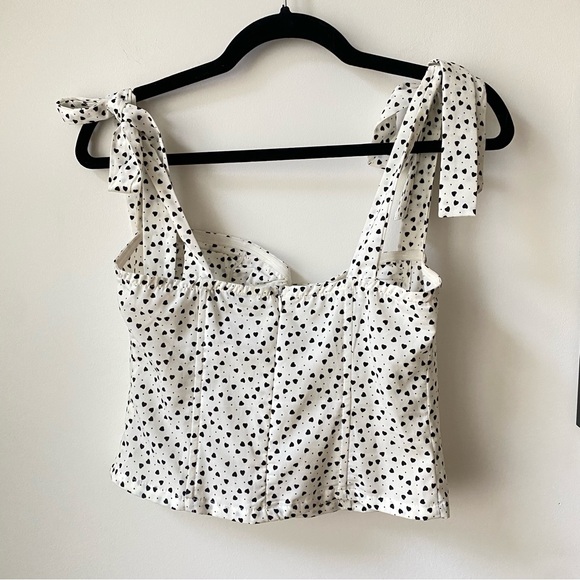 Corset top with heart print and tie straps - Picture 2 of 6